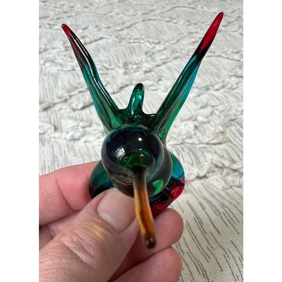Beautiful Handmade Blown Glass Rainbow Colored Hummingbird Ornament - Picture 6 of 6